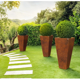 Jardinière trapéze en acier Corten