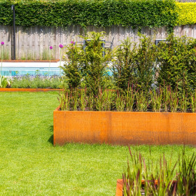 Jardinière en L en acier Corten