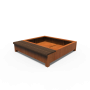 Bac à fleur en acier Corten avec assise en bois modèle 1