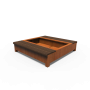 Bac à fleur en acier Corten avec assise en bois modèle 2