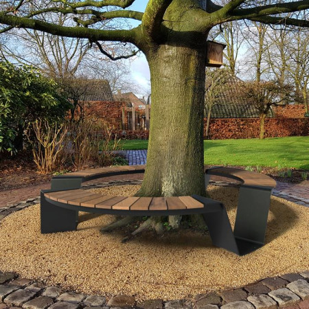 Banc contour d'arbre en acier Corten