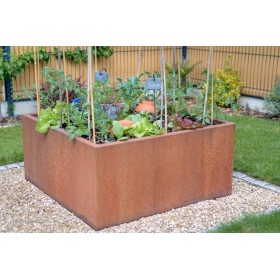 Jardinière sans fond en acier Corten pour carré potager